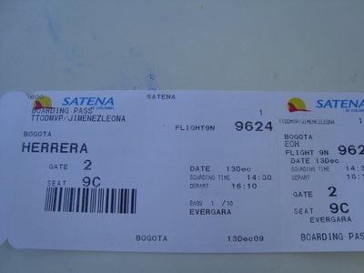 el ticket del tramo BOG - EOH