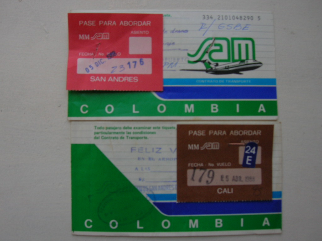 boletos de papel SAM circa 1988