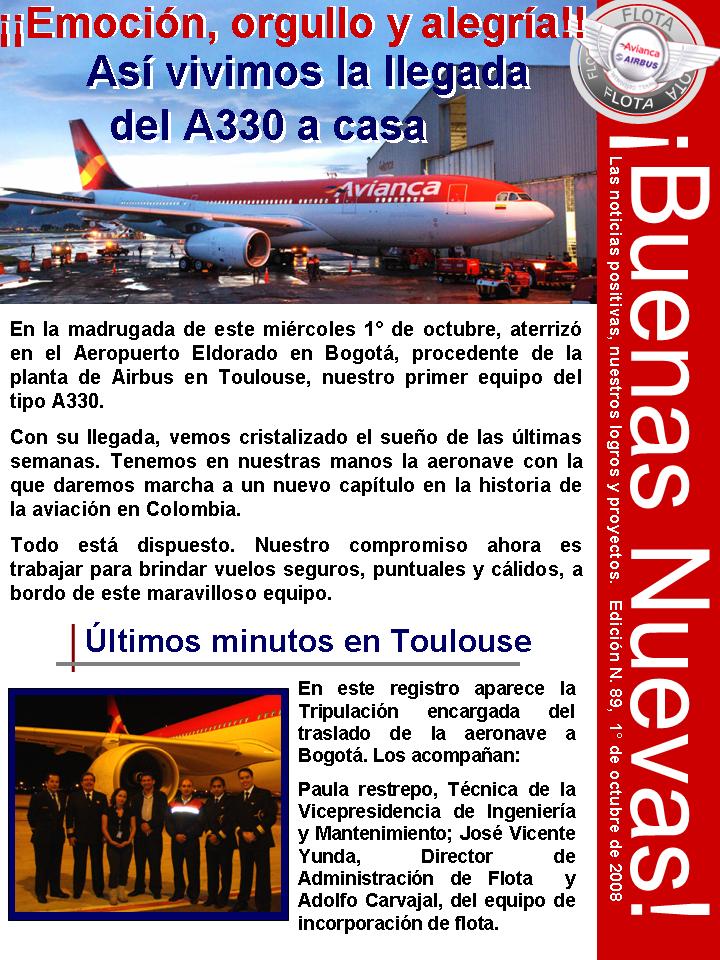 Comunicado Avianca - A330