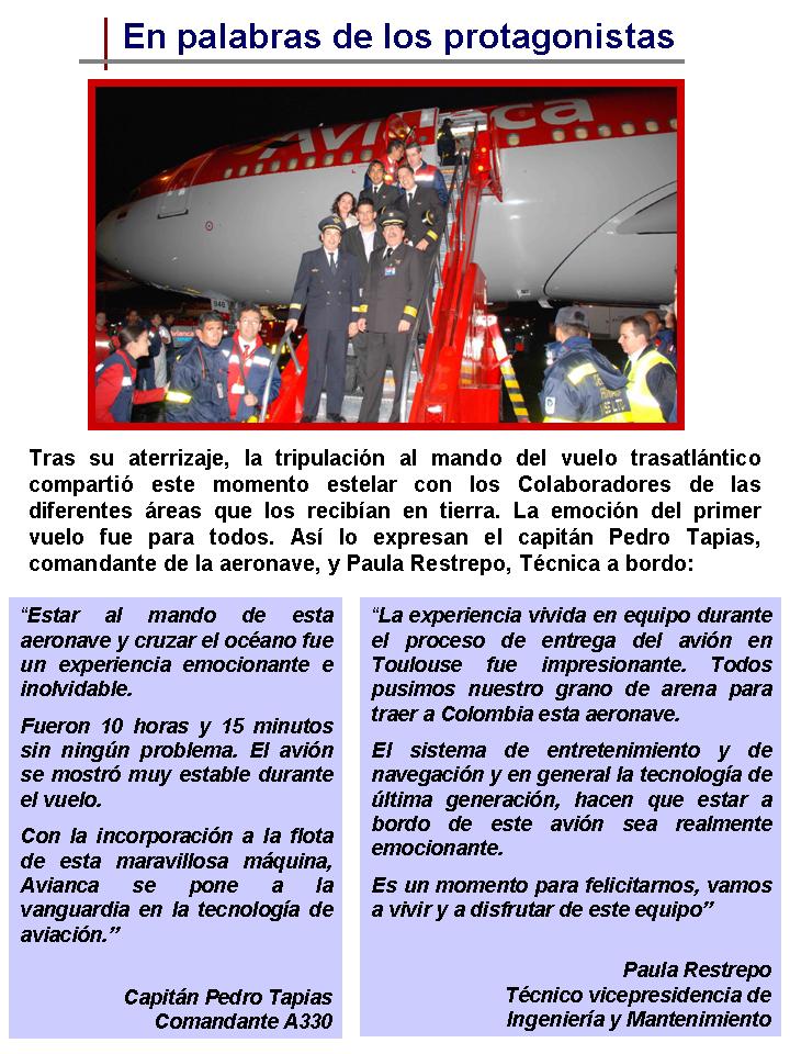 Comunicado Avianca - A330