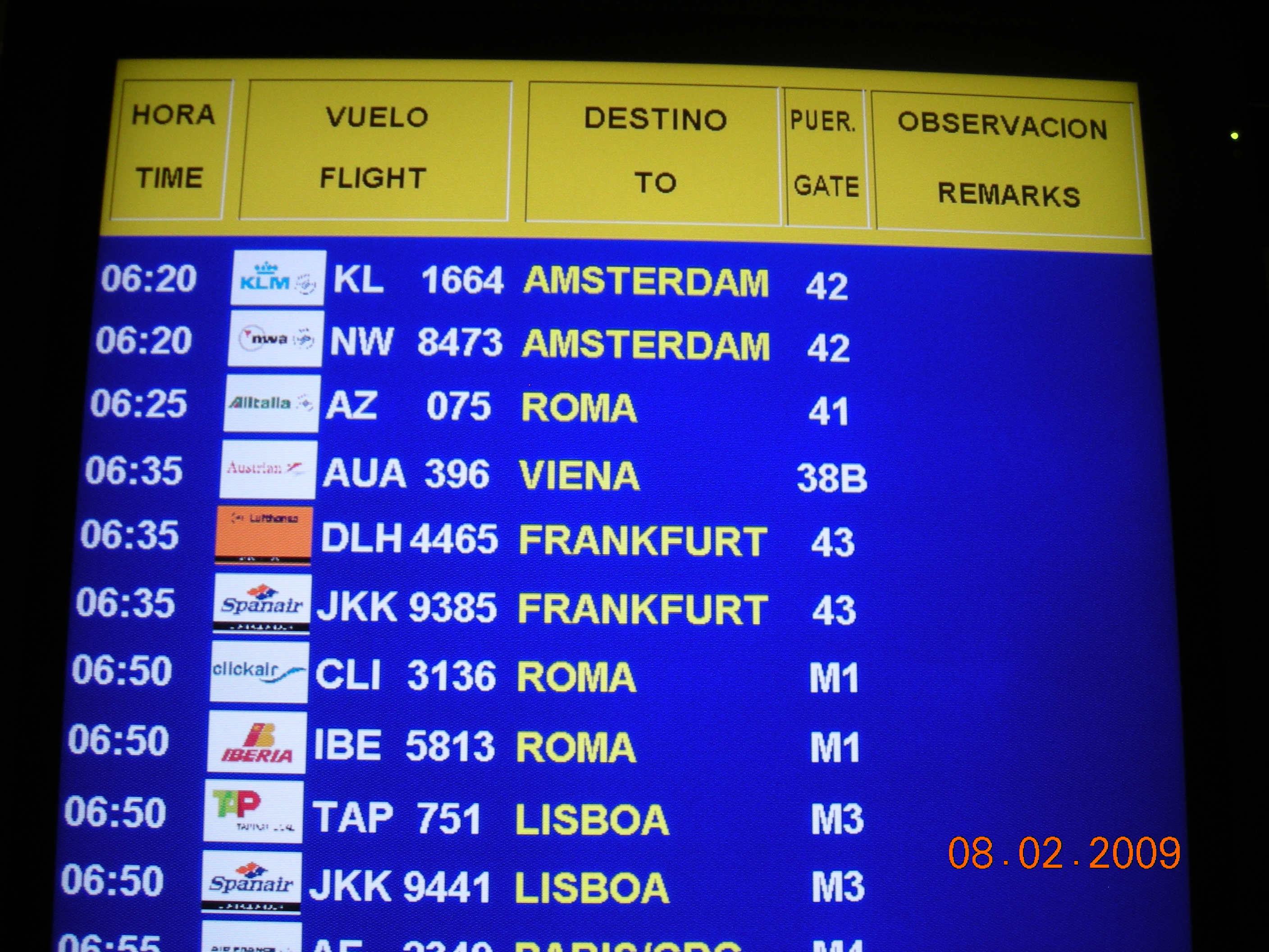 Primer Vuelo en salir del Aeropuerto del Prat en Barcelona.