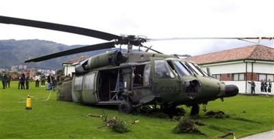 Black Hawk accidentado en Bogotá, matrícula EJC 2179