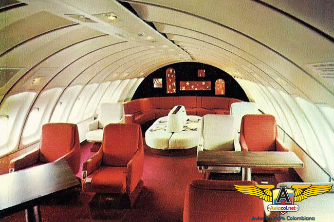 Interior del primer 747 de Avianca (Foto: colección Didier Pinçon)
