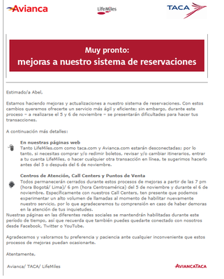 Actualización Sistema de Reservas