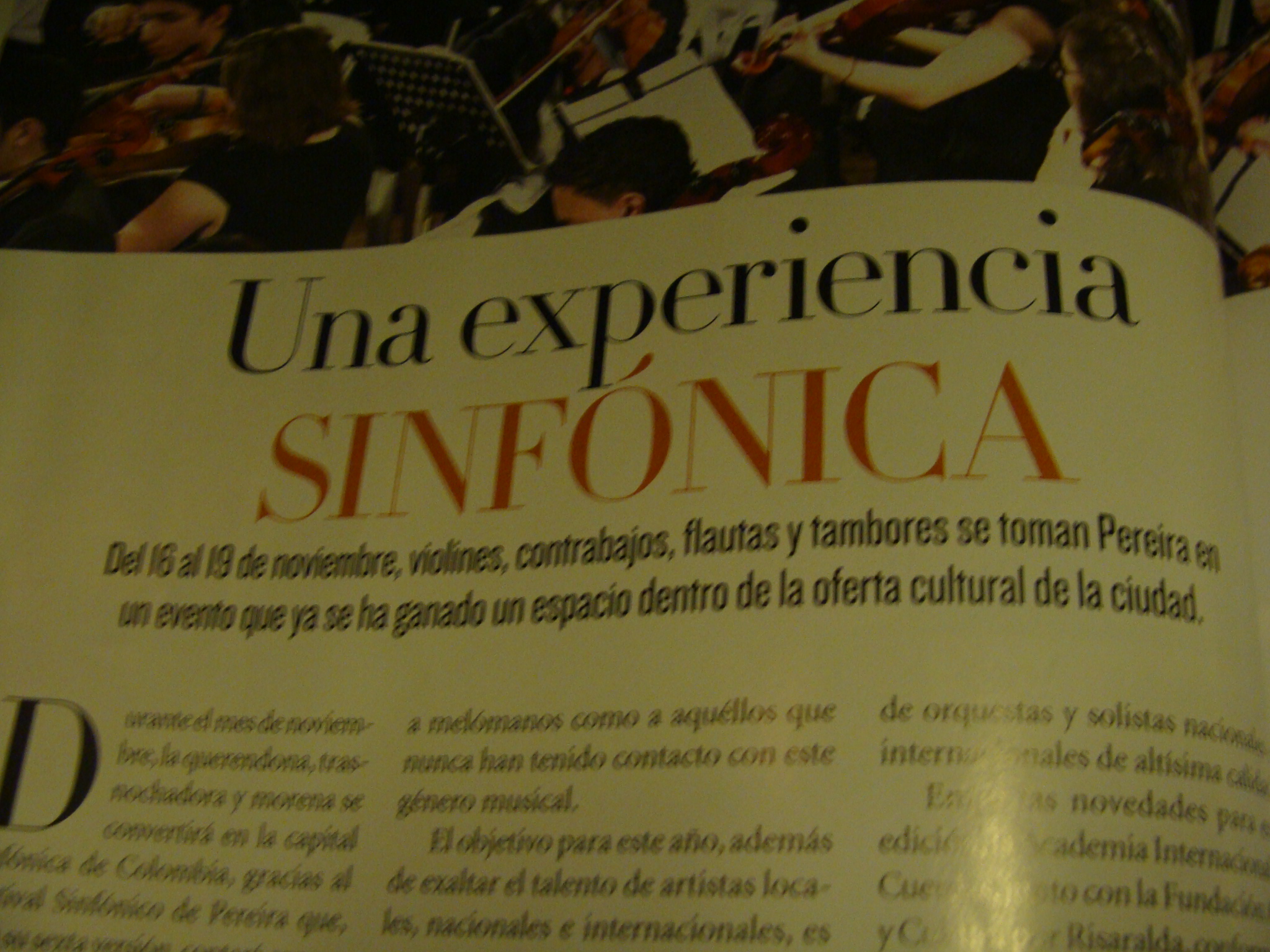 Reseña en la revista de Aires de la Temporada Sinfónica de Pereira (Nov 16-19) fue una muy buena temporada.