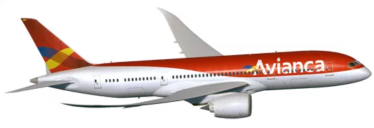 Render 787 de Avianca en los antiguos colores de la aerolínea.