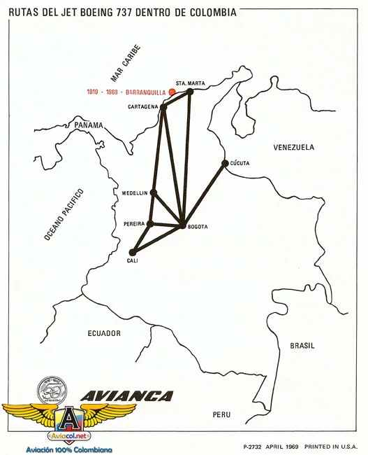 Mapa de rutas de 737 de Avianca - Aviacol.net El Portal de la Aviación Colombiana