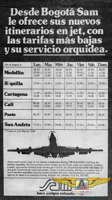 Publicidad SAM - Aviacol.net El Portal de la Aviación Colombiana