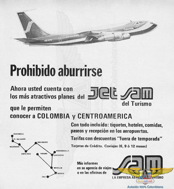 Publicidad SAM Julio, 1977 - Aviacol.net El Portal de la Aviación Colombiana