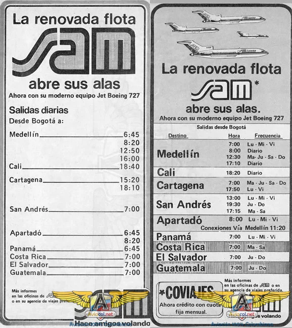 Publicidad SAM - Aviacol.net El Portal de la Aviación Colombiana