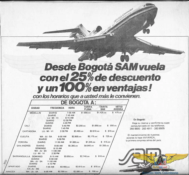 Publicidad SAM - Aviacol.net El Portal de la Aviación Colombiana