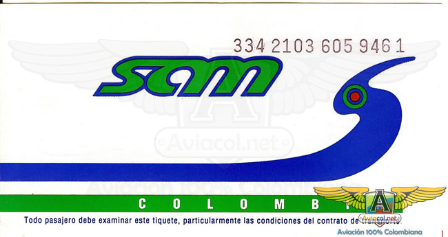 Tiquete SAM - Aviacol.net El Portal de la Aviación Colombiana