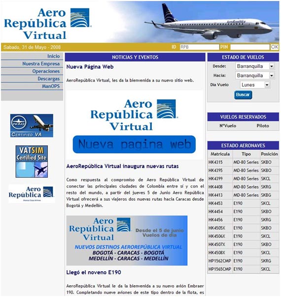 Nuevo Sitio Web AeroRepública Virtual