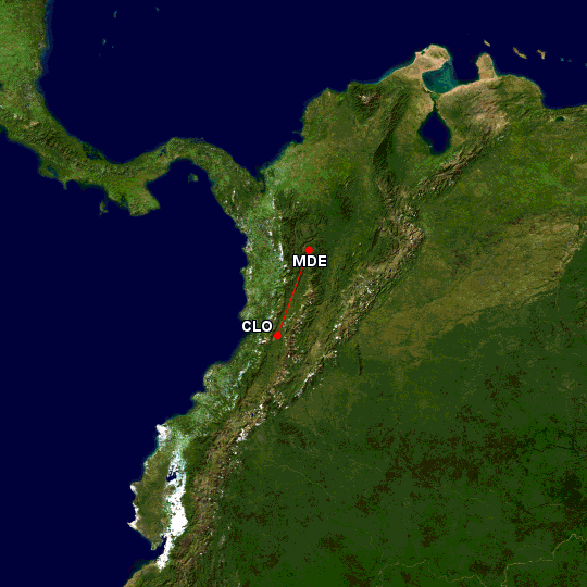 Ruta aérea en Colombia