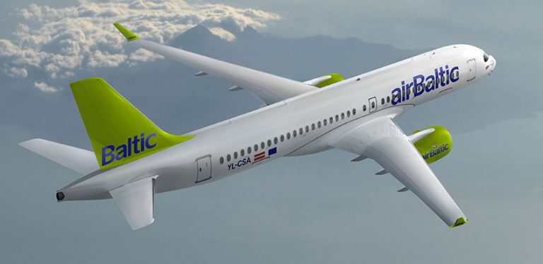 Bombardier CS300 en colores de AirBaltic (Imagen: Bombardier)