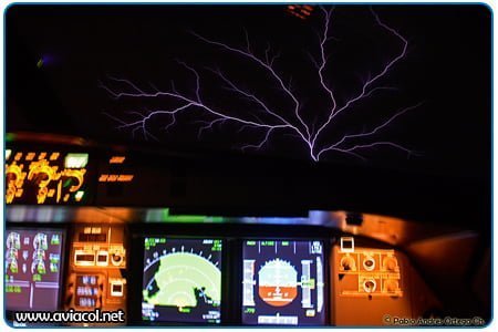 Estática en Windshield de Airbus A320 volando en mal tiempo