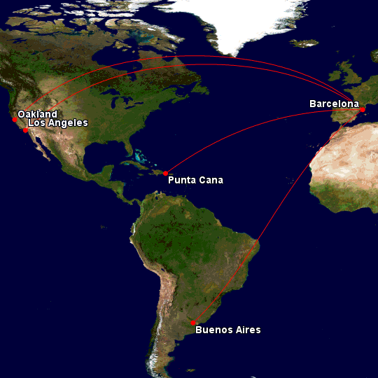 Mapa de Rutas de la aerolínea LEVEL.
