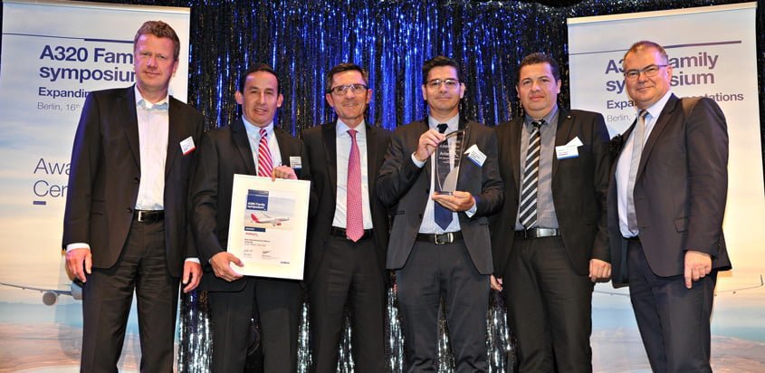 Miembros de Airbus y Avianca en la entrega del Premio.