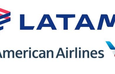 Logos de LATAM y American Airlines.