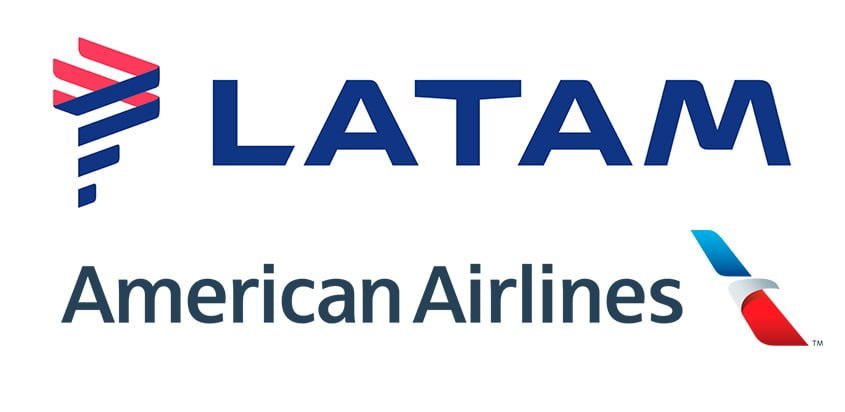 Logos de LATAM y American Airlines.