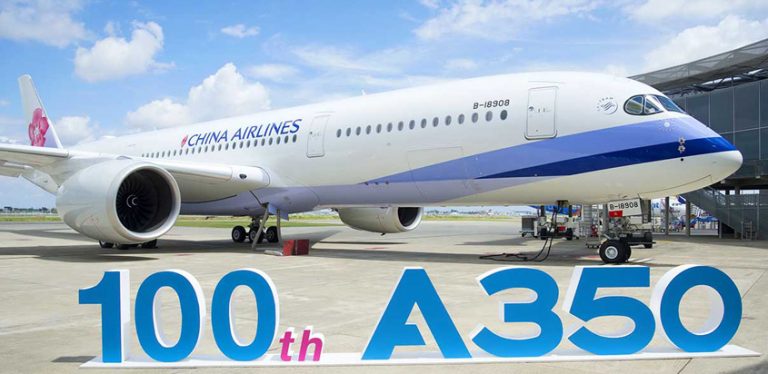 Entrega del A350XWB No. 100 a China Airlines en Toulouse, Francia.