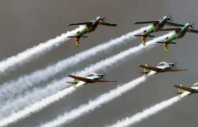 Esquadrilha da Fumaça en formación en F-AIR Colombia 2017.