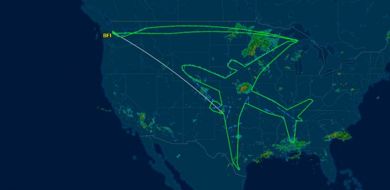 Silueta en el espació aéreo de Estados Unidos del Boeing 787.