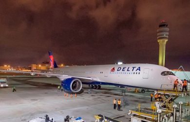 Airbus A350-900 de Delta Air Lines en su llegada a Atlanta.