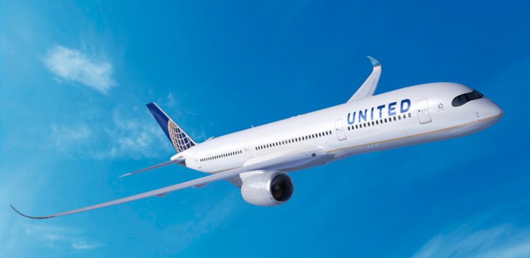 Render de un Airbus A350 de United Airlines.