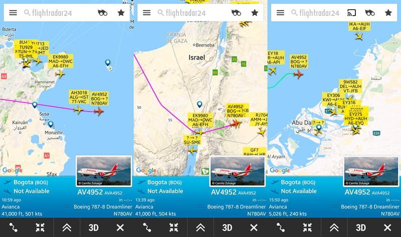 Paso por Túnez, Egipto y llegada a Abu Dabi - Flightradar24.