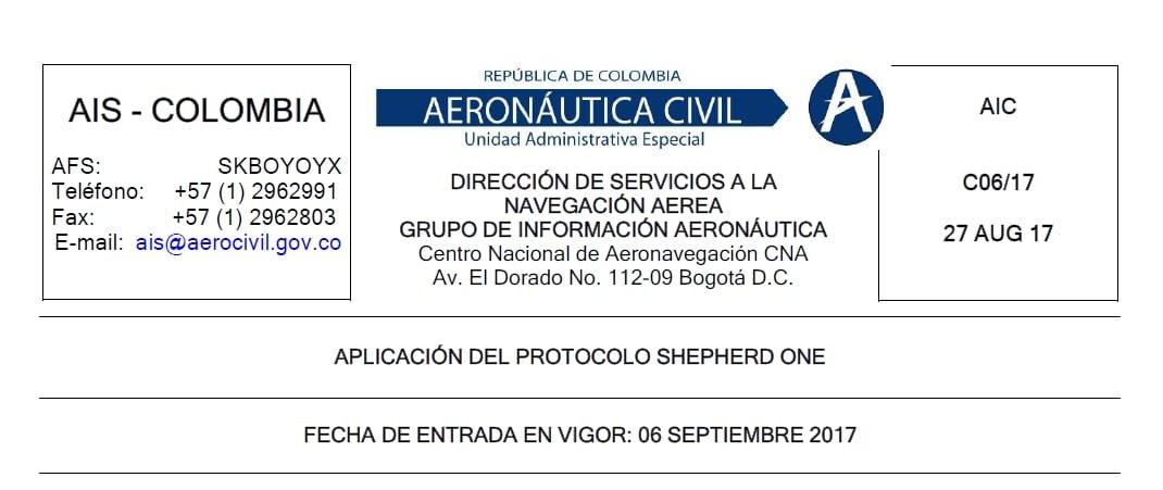 Aplicacion del Protocolo Shepherd One por AeroCivil.