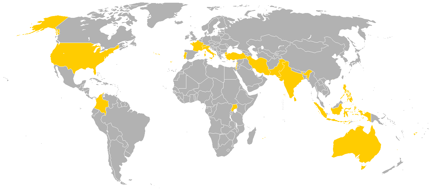 Países visitados por el Papa Pablo VI.