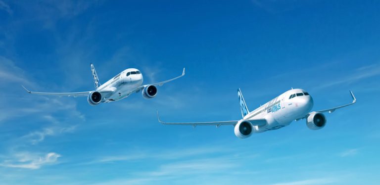 Bombardier CS300 y Airbus A320neo.