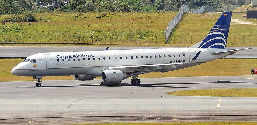 Embraer E190 de Copa Airlines como el que vuela a Bucaramanga desde Panamá.