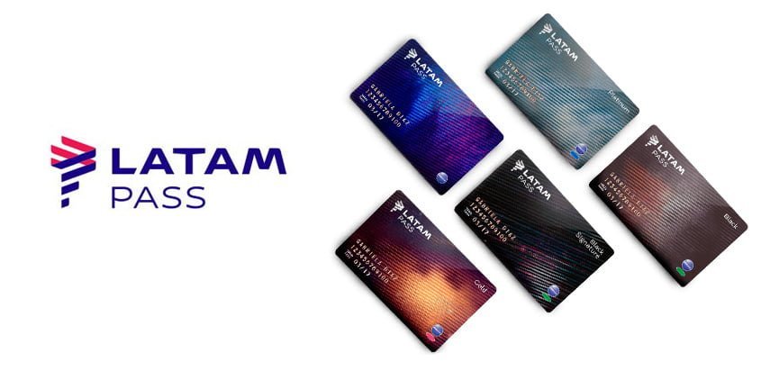 Logo y tarjetas de LATAM Pass.