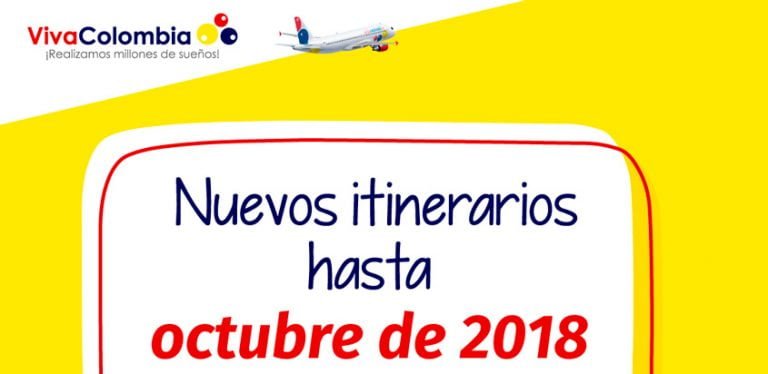 Itinerarios hasta Octubre de 2018 de VivaColombia.