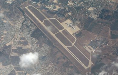 Vista aérea del Aeropuerto Internacional Ernesto Cortissoz de Barranquilla.