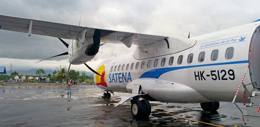 ATR 42-600 de SATENA en el Aeropuerto Eduardo Falla de San Vicente del Caguán.