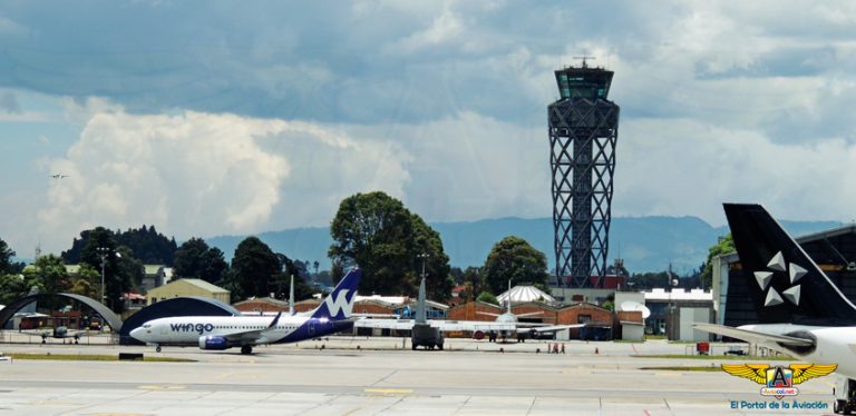 Vista de la plataforma del Aeropuerto Internacional Eldorado de Bogotá.