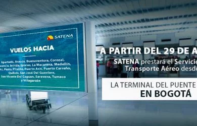 Infografía de SATENA con el traslado de su operación al Terminal Puente Aéreo.