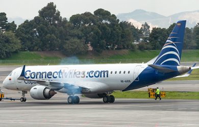 Embraer E190 de Copa Airlines en rodaje en Bogotá.