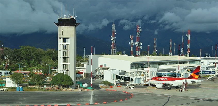 Vista aérea del Aeropuerto Internacional Palonegro de Bucaramanga.