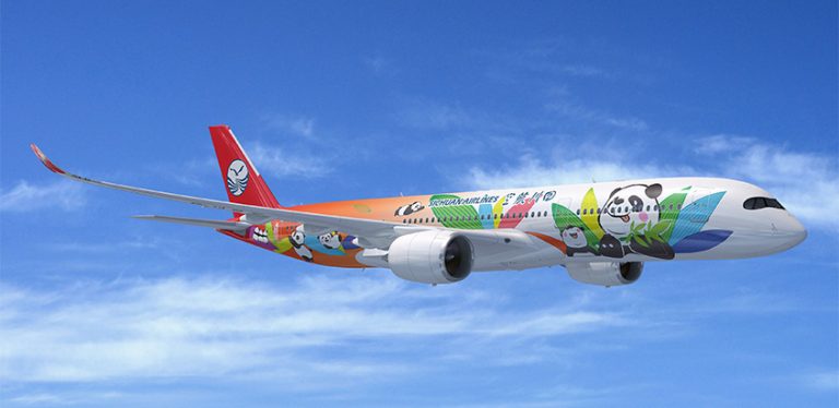 Prototipo de un Airbus A350 de Sichuan Airlines.