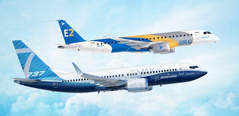 Embraer E2 y Boeing 737 MAX.