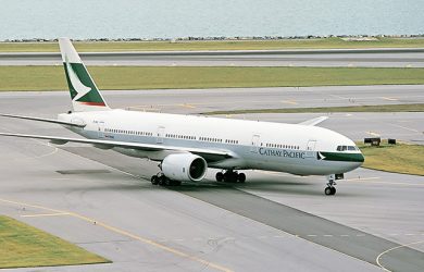 Primer Boeing 777 producido, donado por Cathay Pacific al Pima Air & Space Museum.