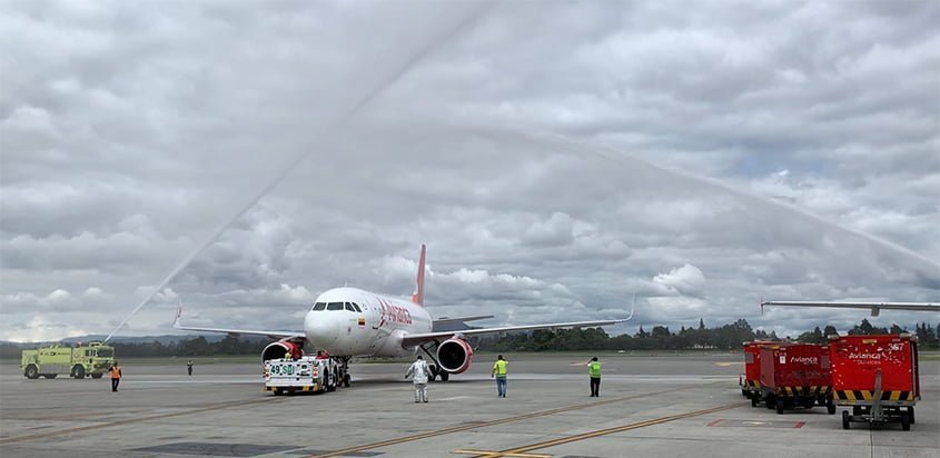 Airbus A319 de Avianca que realizó el primer vuelo entre Bogotá y Chicago.