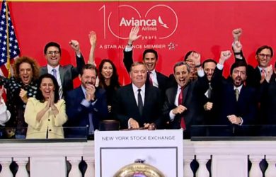 Equipo de Avianca en la Bolsa de Valores de Nueva York.