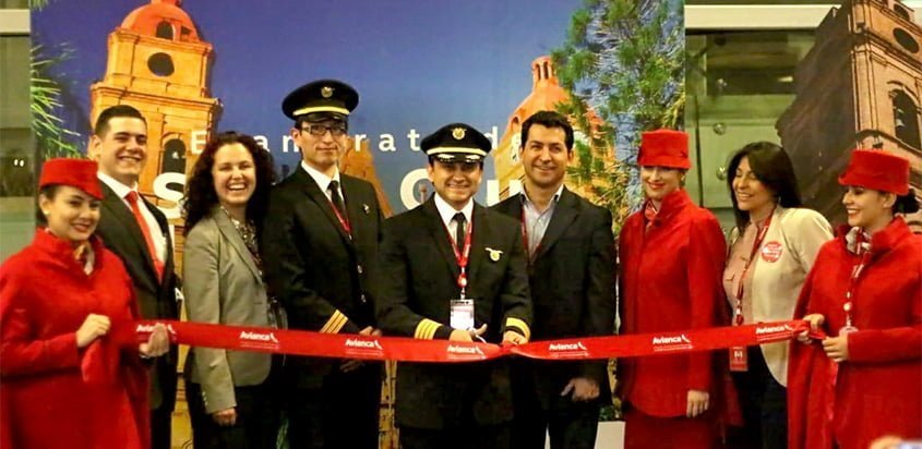 Inauguración del vuelo entre Bogotá y Santa Cruz de la Sierra de Avianca.