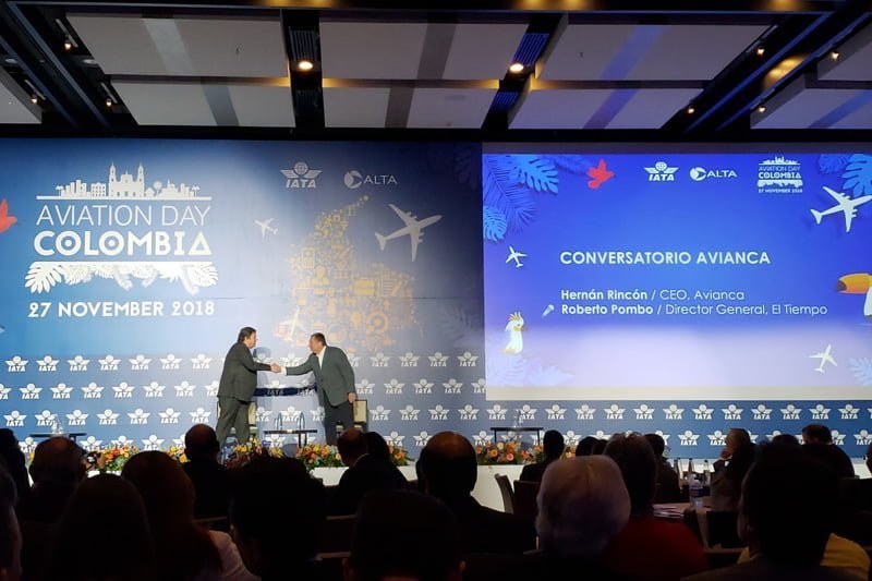 Hernánn Rincón, CEO de Avianca, en el conversatorio durante el Aviation Day Colombia 2018.