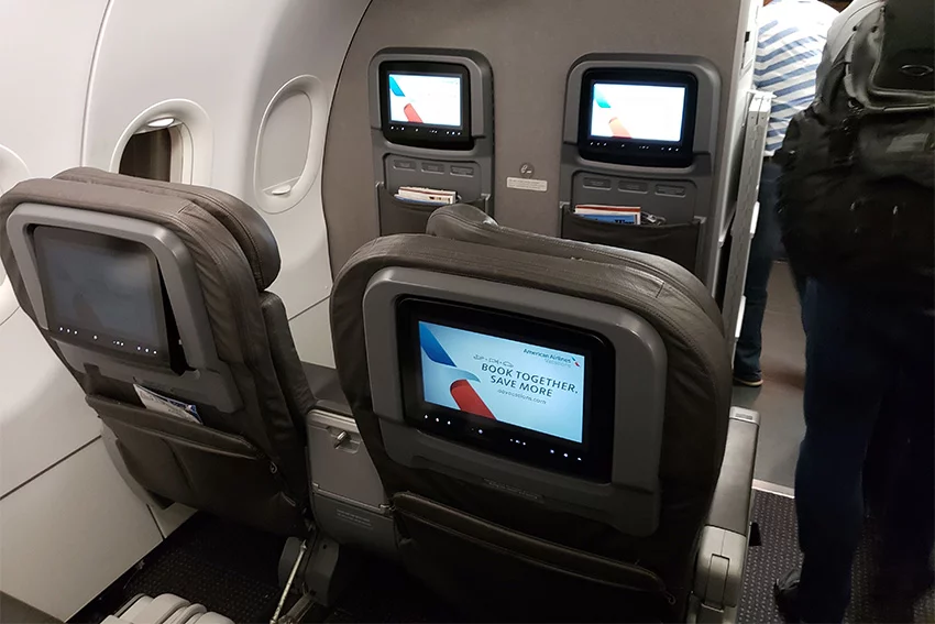 Clase ejecutiva del Airbus A319 de American Airlines.